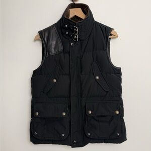 Ralph Lauren Black Quilted Vest with Leather Details